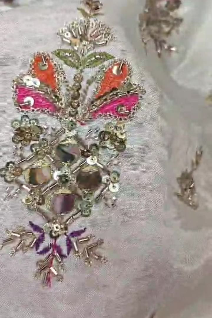 Ivory Mirror Work Booti