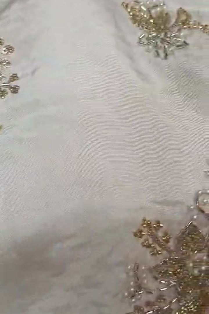Ivory Gold and Silver Beaded Florals