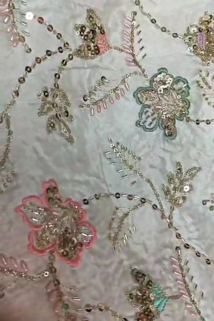 Ivory Peach and Sea Green Florals
