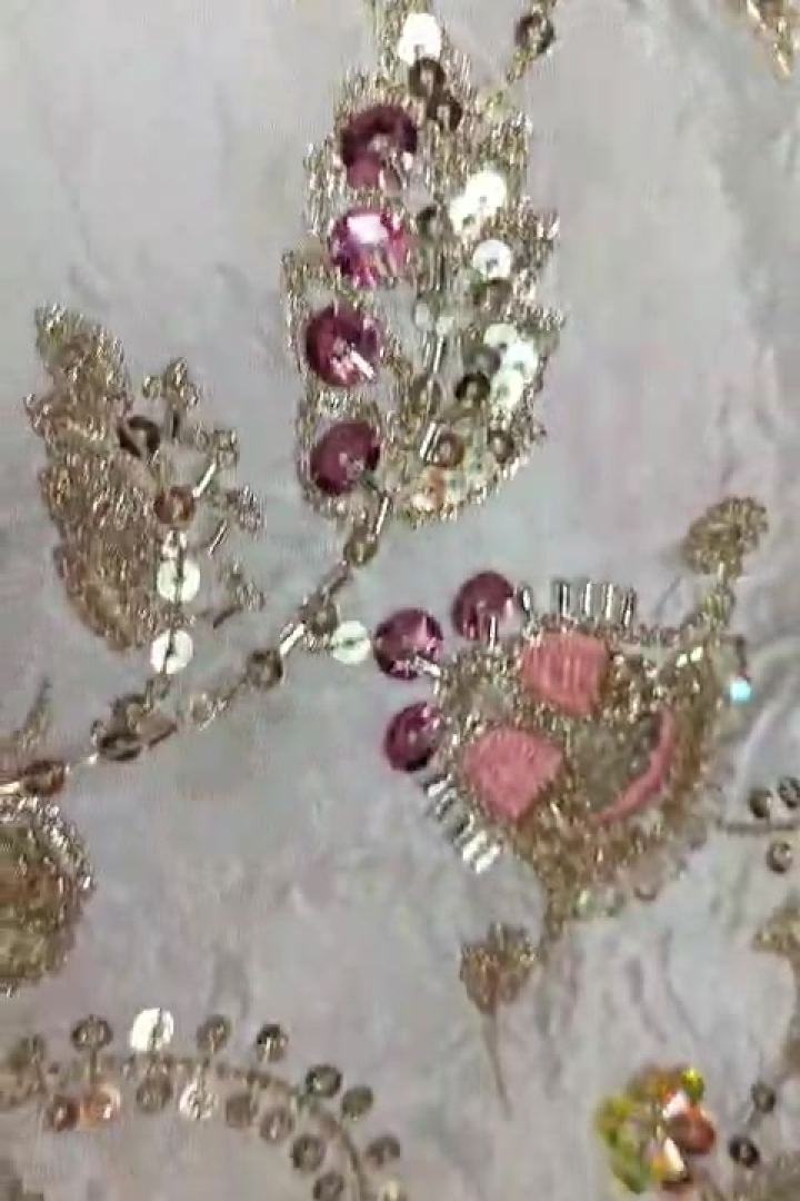 Ivory Pink Sequin Paisley