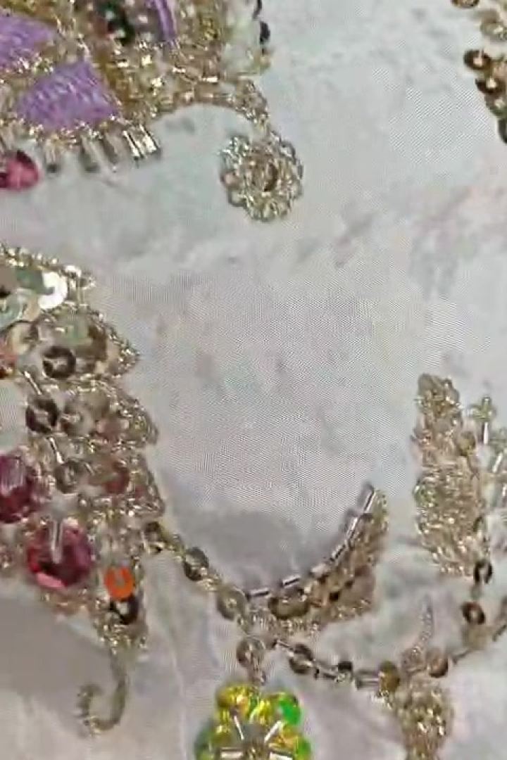 Ivory Pink Sequin Paisley